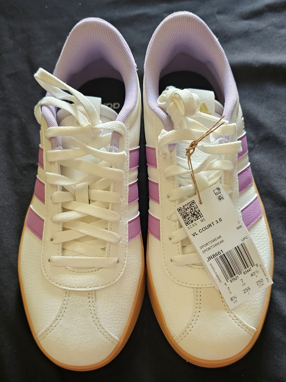 Adidas VL Court 3.0 Women’s White & Purple Casual Sneakers